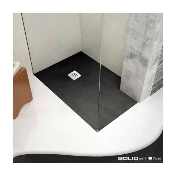 Piatto doccia in pietra solidstone alto 2,8 cm - antracite grafite nero.  misura 70x120